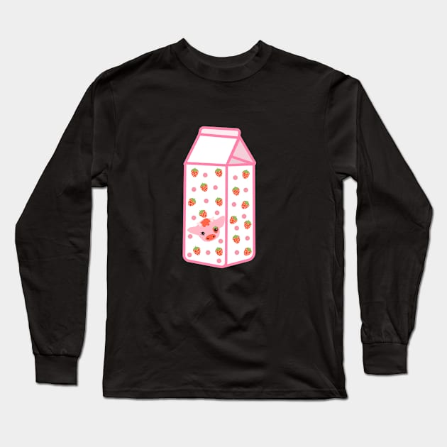 Strawberry milk box Long Sleeve T-Shirt by rachelaranha